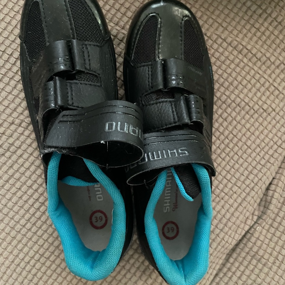 Shimano  Black Bike Shoes with Teal Lining